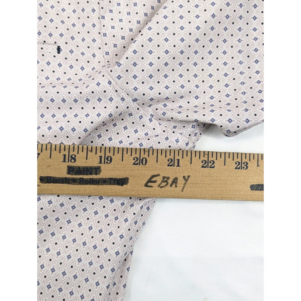 7 Diamonds Shirt Mens Medium 4 Way Stretch Pink Blue Algorithm Short Sleeve - Picture 10 of 10